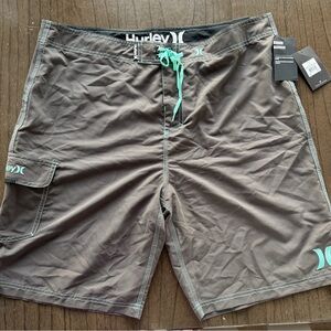 Hurley Men’s Grey Boardshorts with Teal Accents 40” NWT